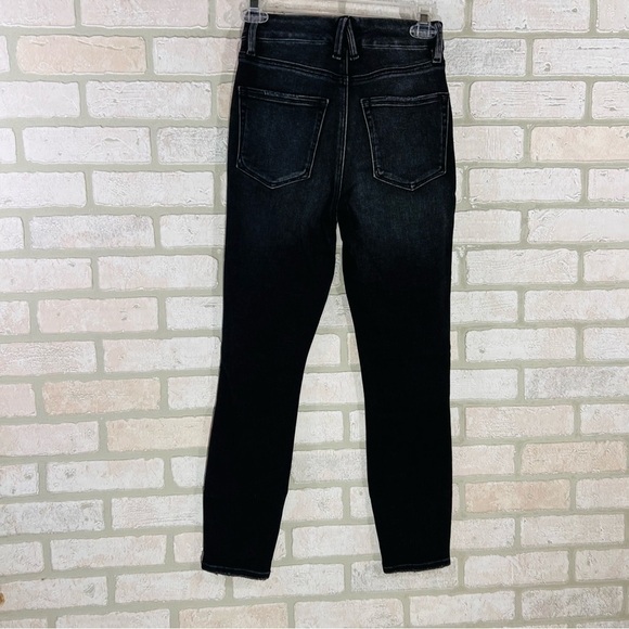 Good American Good Waist Skinny Cropped Distressed Jeans in Black Size 25 - Picture 7 of 12